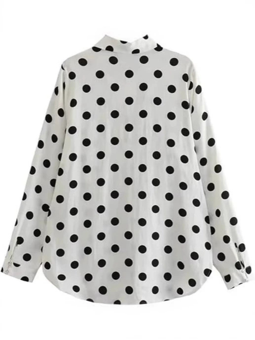 ZARA Womens Elegant Polka Dot Blouse Loose Fit Autumn Winter Shirt